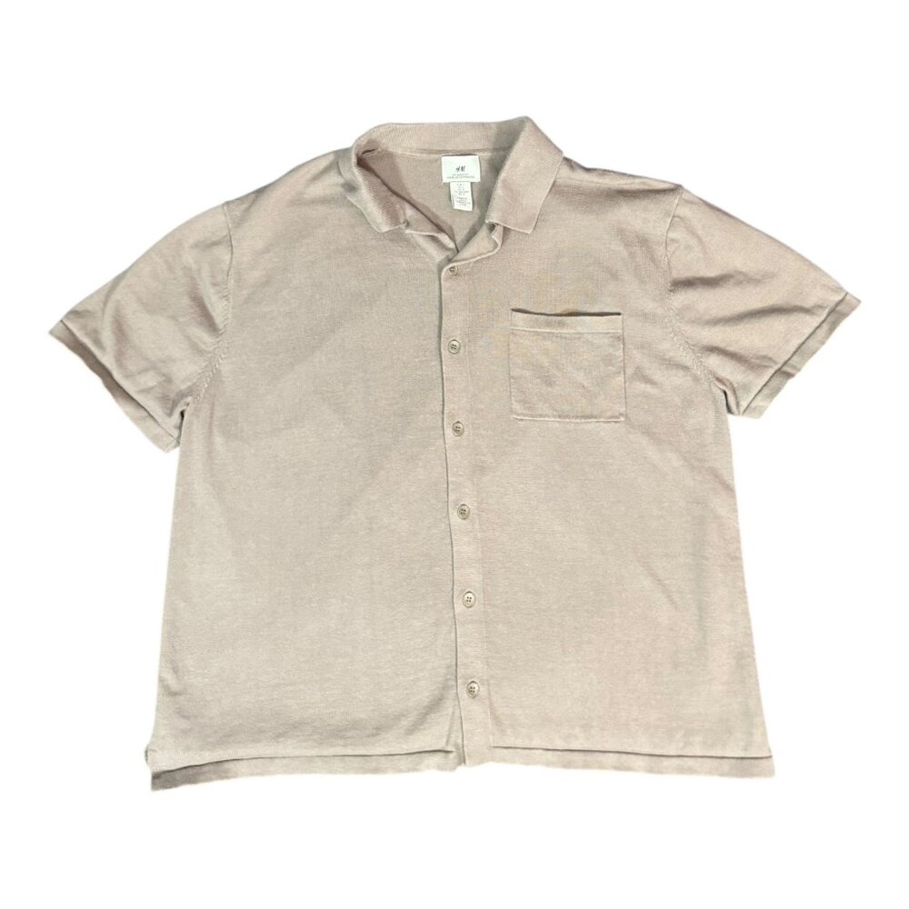 H&M men's regular-fit textured-knit resort shirt